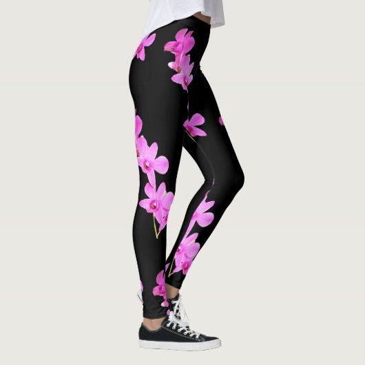 Roze orchideeën Floral Yoga Black Legging Spring (Rechts)