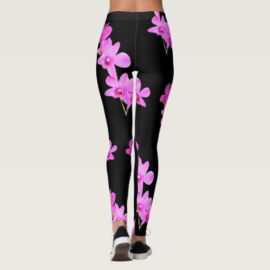 Roze orchideeën Floral Yoga Black Legging Spring (Achterkant)