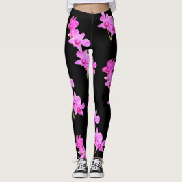 Roze orchideeën Floral Yoga Black Legging Spring