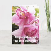 Roze orchideeën Gepersonaliseerd 50ste Jubileum vo Kaart (Voorkant)