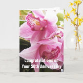 Roze orchideeën Gepersonaliseerd 50ste Jubileum vo Kaart (Gele Bloem)