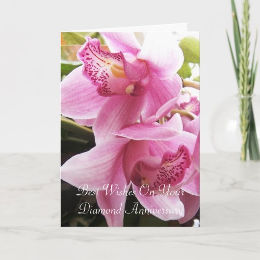 Roze orchideeën Gepersonaliseerd 60ste Jubileum vo Kaart (Voorkant)