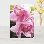 Roze orchideeën Gepersonaliseerd 60ste Jubileum vo Kaart (Gele Bloem)