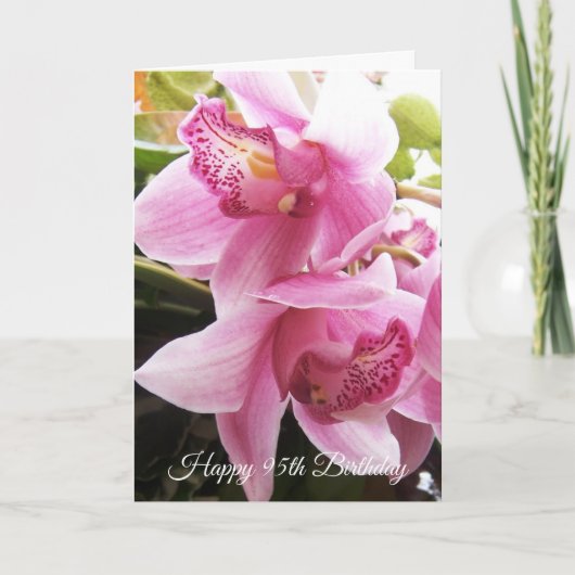 Roze orchideeën Gepersonaliseerd op 95e verjaardag Kaart (Voorkant)