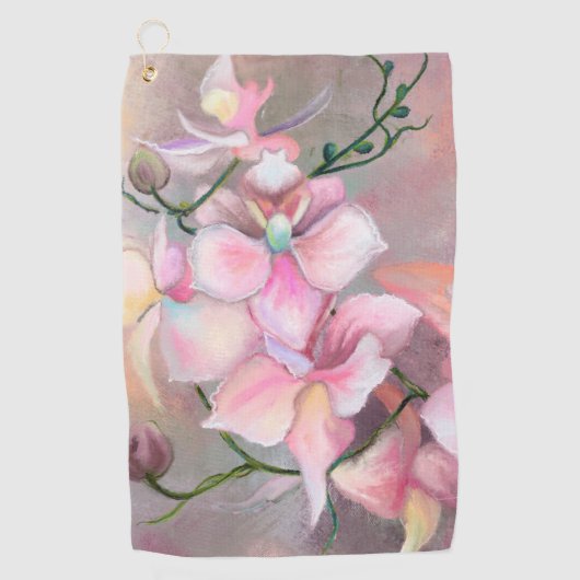 Roze Orchideeën Golf Handdoek (Voorkant)