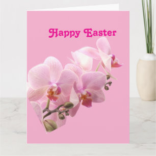 Roze Orchideeën “Happy Easter”  Kaart