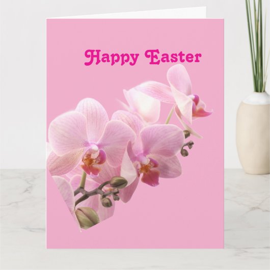 Roze Orchideeën “Happy Easter”  Kaart (Voorkant)
