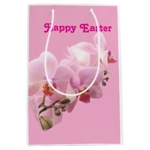 Roze Orchideeën “Happy Easter” Medium Cadeauzakje