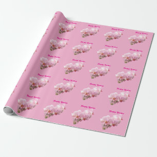 Roze Orchideeën “Happy Pasen”  Cadeaupapier