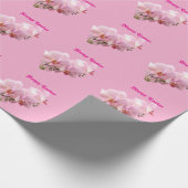 Roze Orchideeën “Happy Pasen” Cadeaupapier (Hoek)
