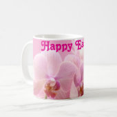 Roze Orchideeën “Happy Pasen” Mok (Voorkant links)