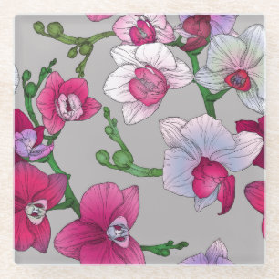 Roze orchideeën in Bloom Glazen Onderzetter