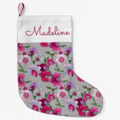 Roze orchideeën in Bloom | Jouw namen toevoegen Kleine Kerstsok (Voorkant)