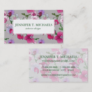 Roze orchideeën in Bloom   Jouw namen toevoegen Visitekaartje