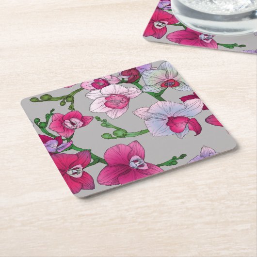 Roze orchideeën in Bloom Kartonnen Onderzetters (Schuin)