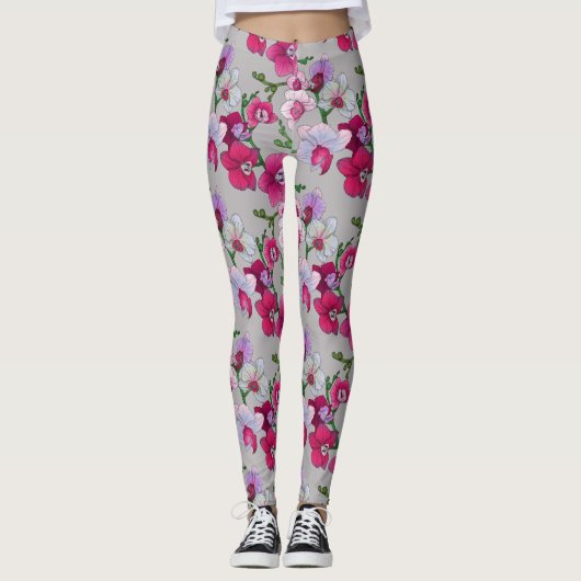 Roze orchideeën in Bloom Leggings (Voorkant)