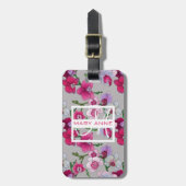 Roze orchideeën in Bloom | Monogram Bagagelabel (Voorkant verticaal)