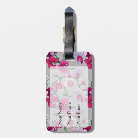 Roze orchideeën in Bloom | Monogram Bagagelabel (Achterkant verticaal)
