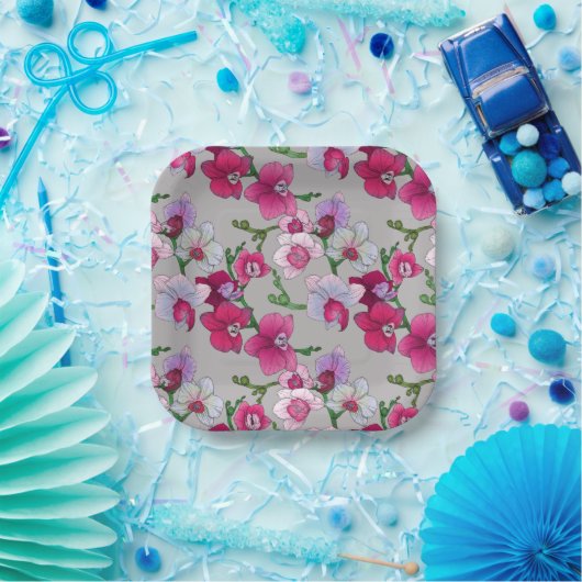 Roze orchideeën in Bloom Papieren Bordje (Feest)