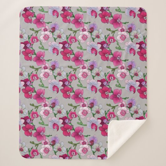 Roze orchideeën in Bloom Sherpa Deken (Voorkant)