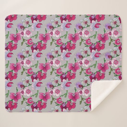 Roze orchideeën in Bloom Sherpa Deken (Voorkant (horizontaal))