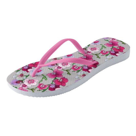 Roze orchideeën in Bloom Teenslippers (Schuin)