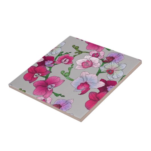 Roze orchideeën in Bloom Tegeltje (Zijkant)