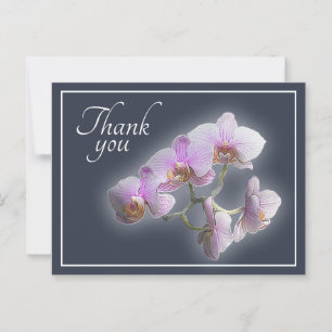 Roze orchideeën in grijze achtergrond Dank je Briefkaart