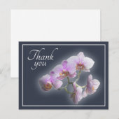 Roze orchideeën in grijze achtergrond Dank je Briefkaart (Voorkant / Achterkant)