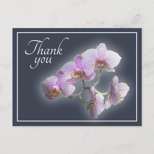 Roze orchideeën in grijze achtergrond Dank je Briefkaart (Voorkant)