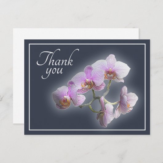 Roze orchideeën in tinten grijs achtergrond bedank briefkaart (Voorkant / Achterkant)