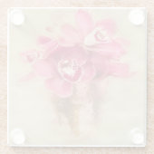 Roze orchideeën in vet glazen onderzetter (Achterkant)