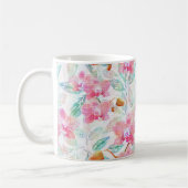 Roze orchideeën. koffiemok (Links)