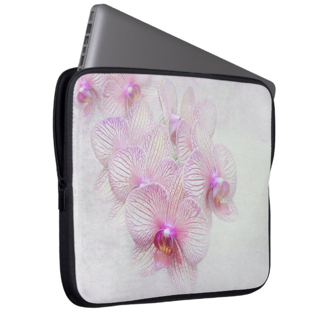 Roze orchideeën laptop sleeve (Voorkant Rechts)