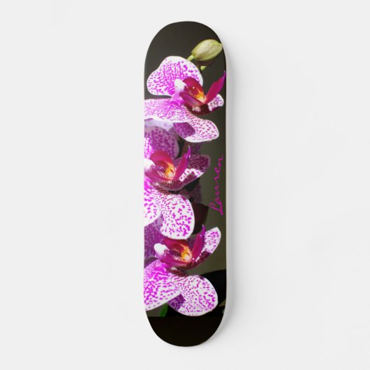 Roze orchideeën - monogram skateboard (Voorkant)