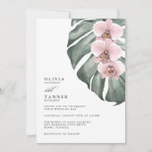 Roze orchideeën op het Monstera Tropisch Paradise  Kaart (Voorkant)