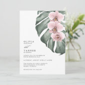 Roze orchideeën op het Monstera Tropisch Paradise  Kaart (Staand voorkant)