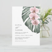 Roze orchideeën op het Monstera Tropisch Paradise  Kaart (Staand voorkant)