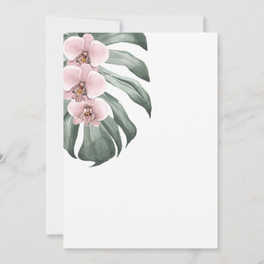 Roze orchideeën op het Monstera Tropisch Paradise  Kaart (Achterkant)
