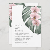 Roze orchideeën op het Monstera Tropisch Paradise  Kaart (Voorkant / Achterkant)