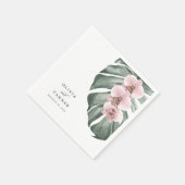 Roze orchideeën op het Monstera Tropisch Paradise  Servet (Hoek)