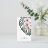 Roze Orchideeën op Monstera Tropical Botanical Visitekaartje (Staand voorkant)