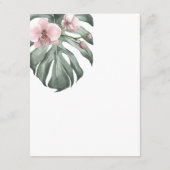 Roze Orchideeën op Monstera Tropische bruiloft Det Informatiekaartje (Achterkant)