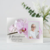 Roze orchideeën op stam begrafenis sympathie dank  bedankkaart (Staand voorkant)