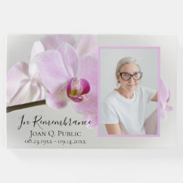 Roze Orchideeën op Stem begrafenismonument Gastenboek