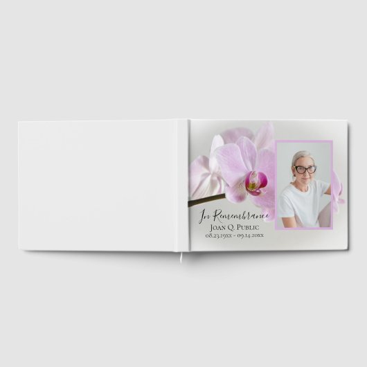 Roze Orchideeën op Stem begrafenismonument Gastenboek (Volledig)