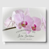 Roze orchideeën op Stem Celebration of Life Memori Gastenboek (Voorkant)