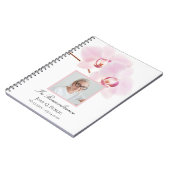 Roze Orchideeën op White Funeral Memorial Guest Bo Notitieboek (Linkerzijde)