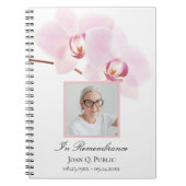 Roze Orchideeën op White Funeral Memorial Guest Bo Notitieboek (Voorkant)