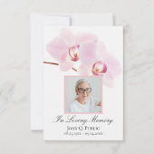 Roze Orchideeën op Witte Begrafenis Memorial Sympa Bedankkaart (Voorkant)
